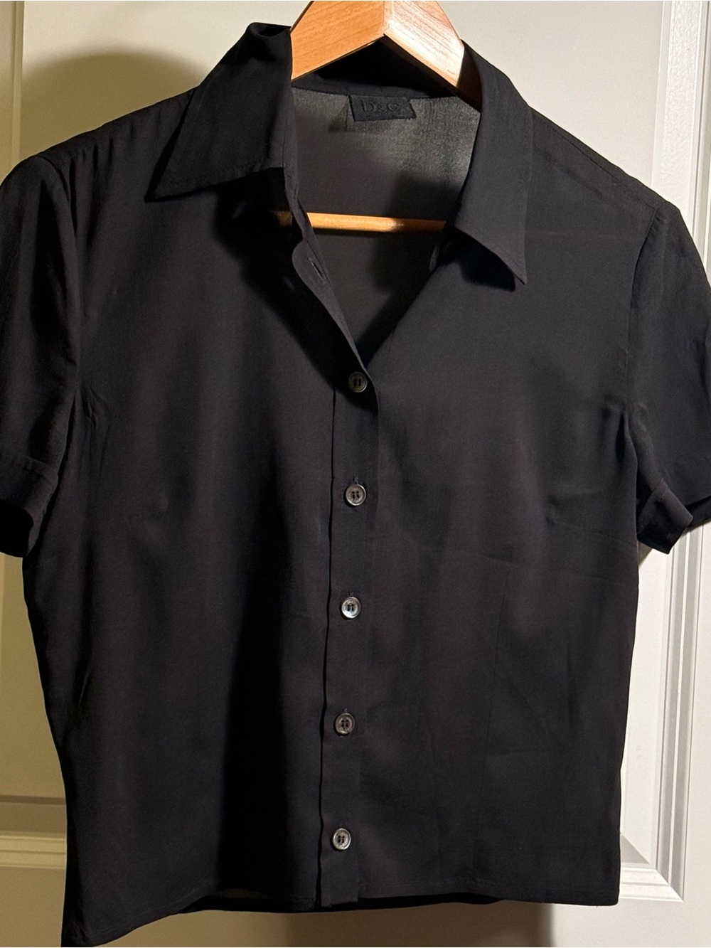 Vintage D&G Dolce & Gabbana Black Short Sleeve Button-Up Top Y2K
